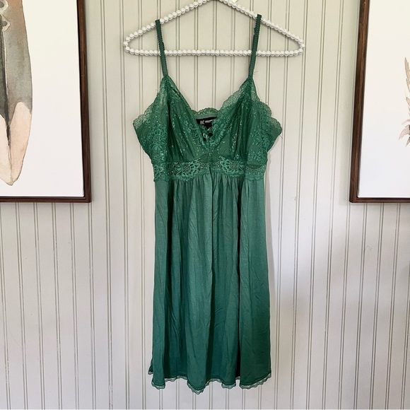 INC Emerald Green Lace Top Mini Slip Dress - Picture 1 of 8